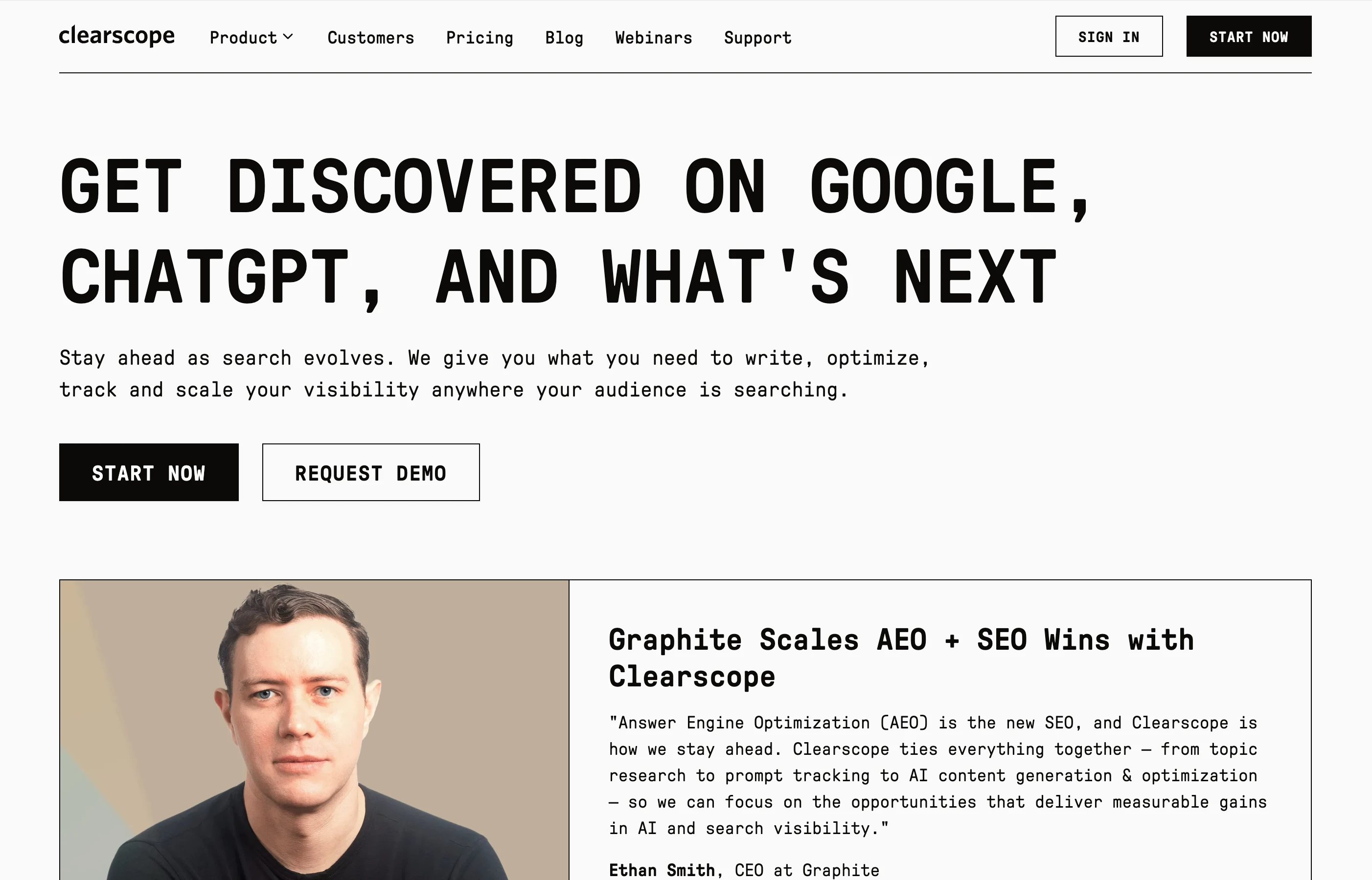 Clearscope Landing Page