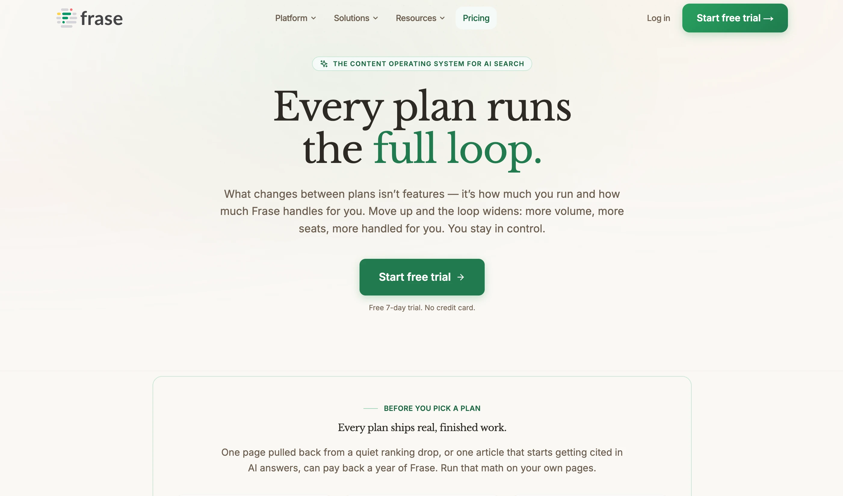 Frase Landing Page