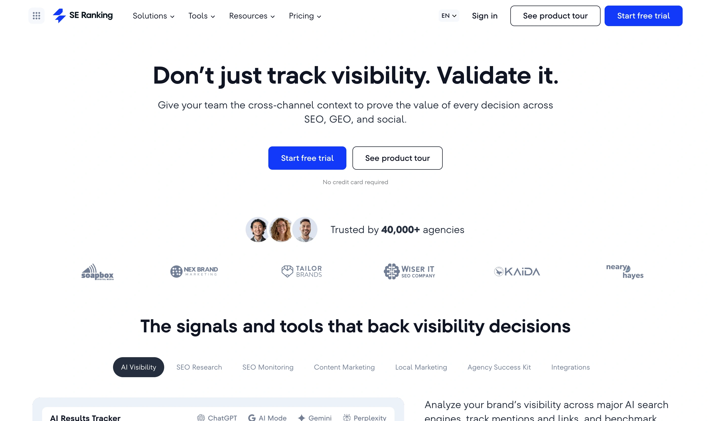 SE Ranking Landing Page