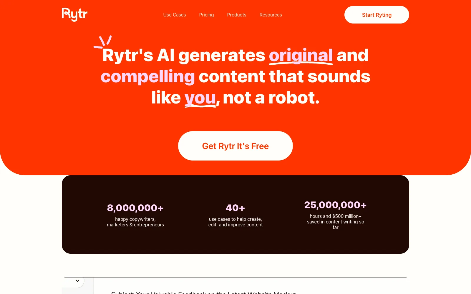 Rytr のトップページ